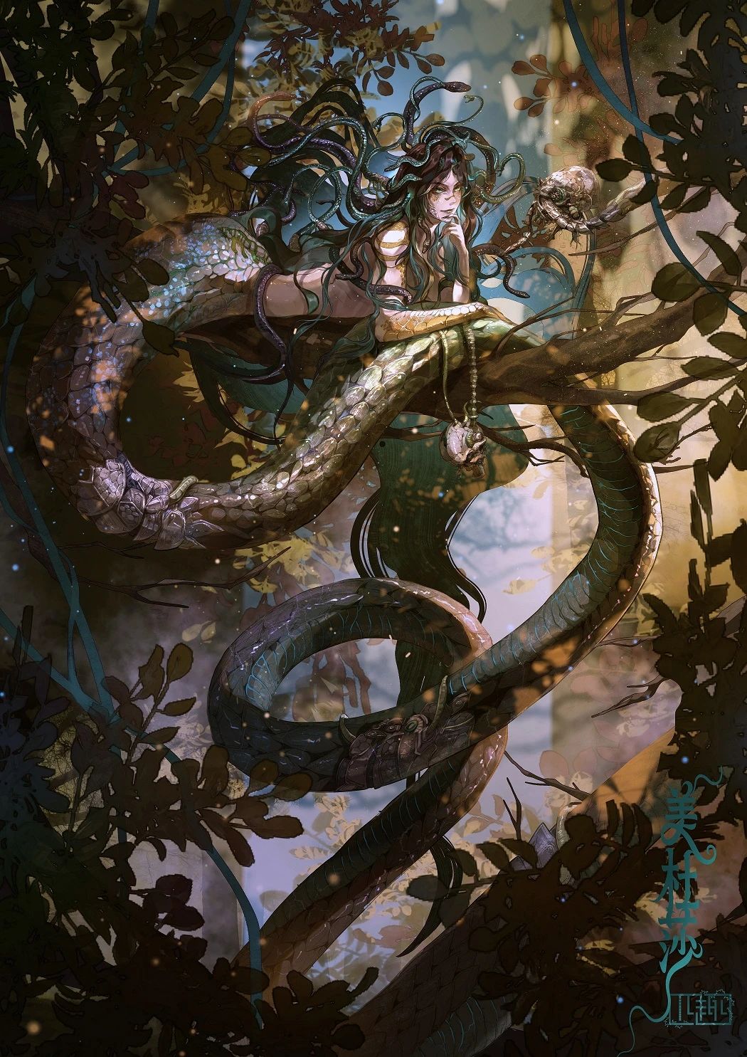 「Medusa」Snake,Mech-Serpent, Long Slight Curve, Steampunk