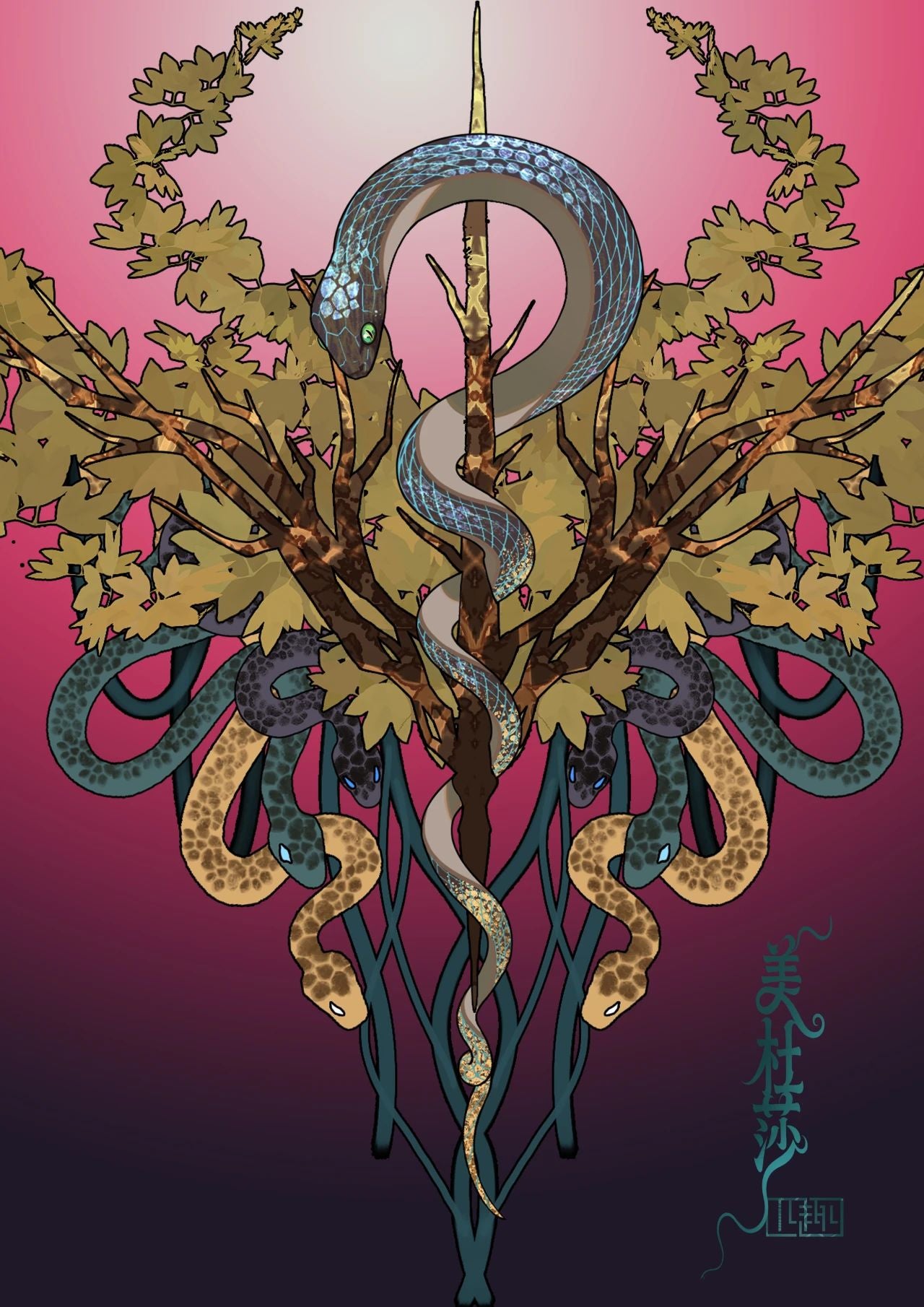「Medusa」Snake,Mech-Serpent, Long Slight Curve, Steampunk