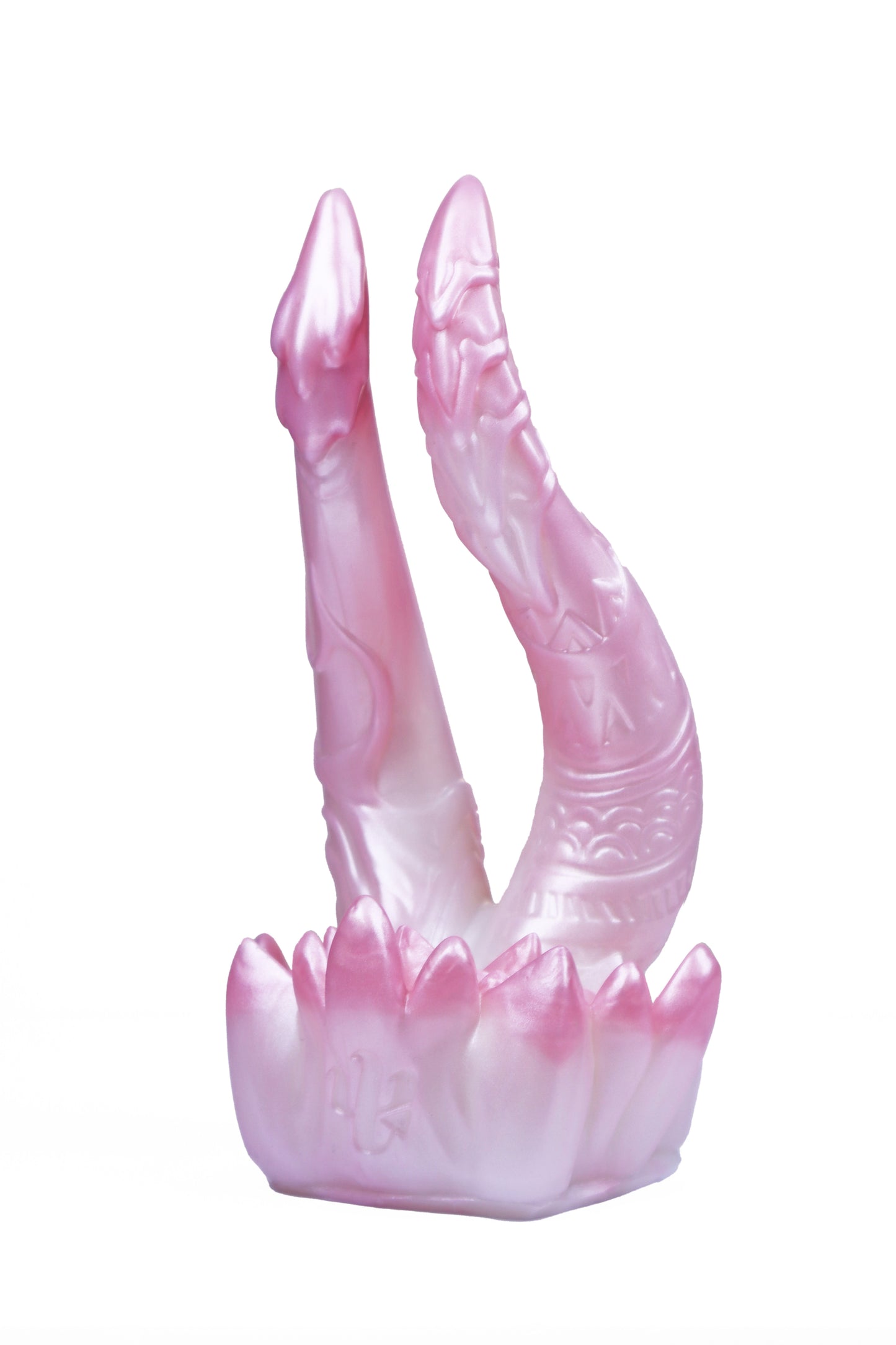 Seth dual-headed serpent fantasy toy in Rosy Reverie color, slim shafts, lotus base, Master4Fancy