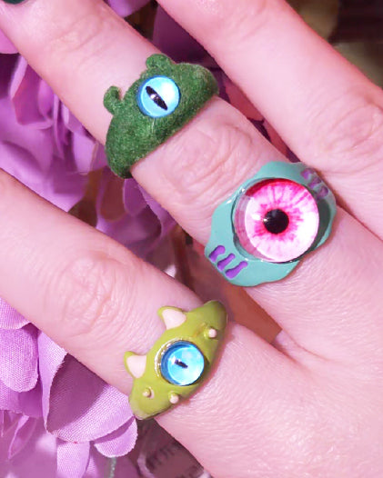 Monster Rings, Kawaii Horror Cuties, Occult Eye-Catching Jewelry