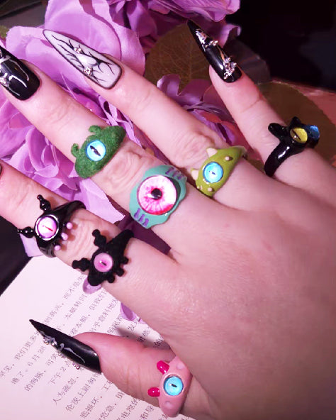 Monster Rings, Kawaii Horror Cuties, Occult Eye-Catching Jewelry