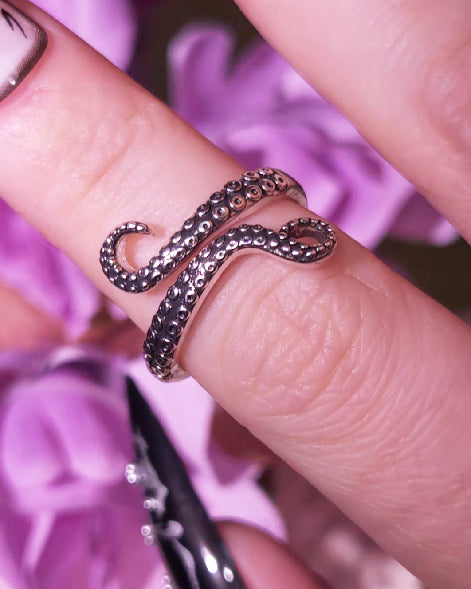 Cthulhu Tentacle Ring, Adjustable Vintage Bronze Occult Gothic Statement Ring
