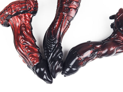 Master4Fancy Astrolume Red fantasy color sample for handmade platinum silicone fantasy toys. This color features luminous crimson red with rich fantasy tones and a vibrant, handcrafted finish.