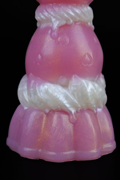 Master4Fancy Berryboo strawberry beads, dessert-inspired silicone toy in pink color, base detail,fantasy dildo