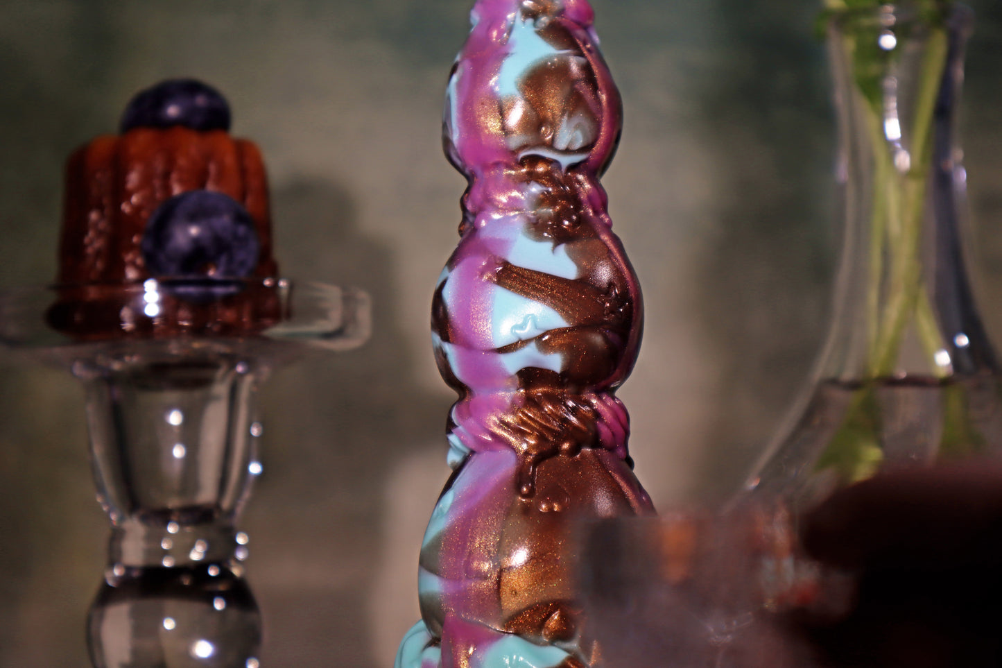 Master4Fancy Berryboo strawberry beads, dessert-inspired silicone toy in mint chocolate color, for vaginal and anal Play