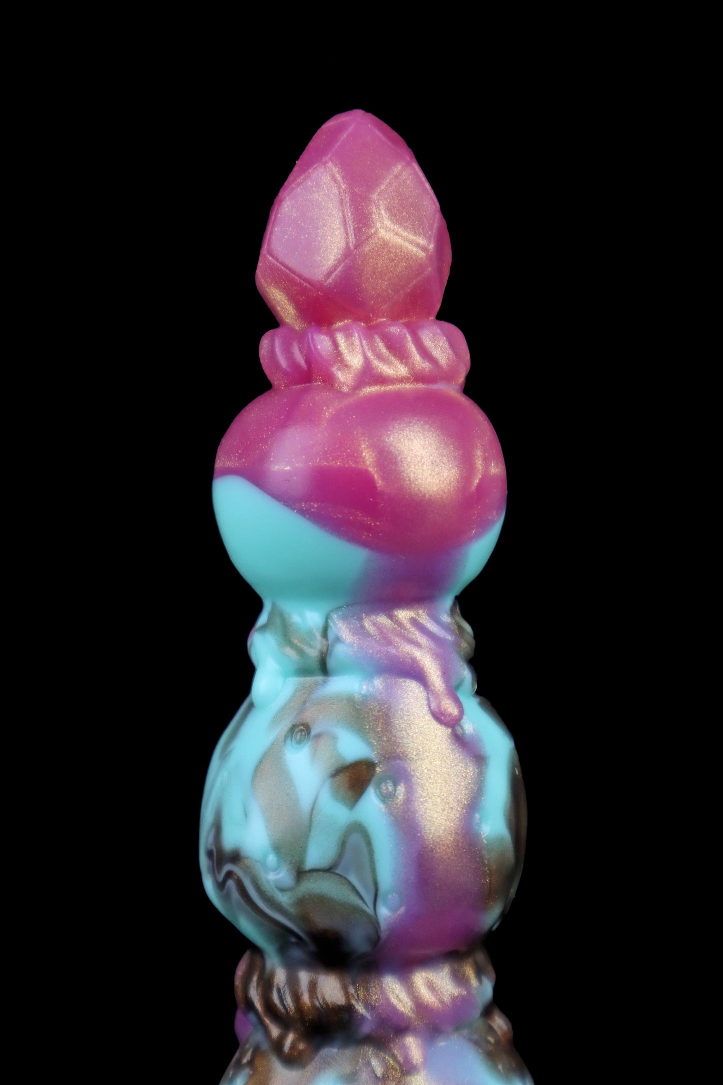 Master4Fancy Berryboo strawberry beads, dessert-inspired silicone toy in mint chocolate color, for vaginal and anal play,top detail