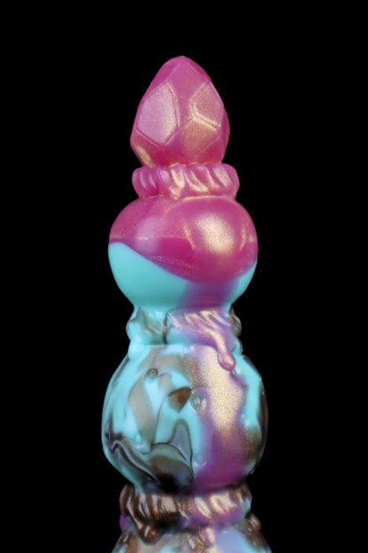 Master4Fancy Berryboo strawberry beads, dessert-inspired silicone toy in mint chocolate color, for vaginal and anal play,top detail