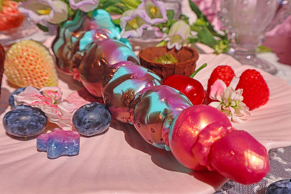 Master4Fancy Berryboo strawberry beads, dessert-inspired silicone toy in mint chocolate color, for vaginal and anal play,fantasy dildo