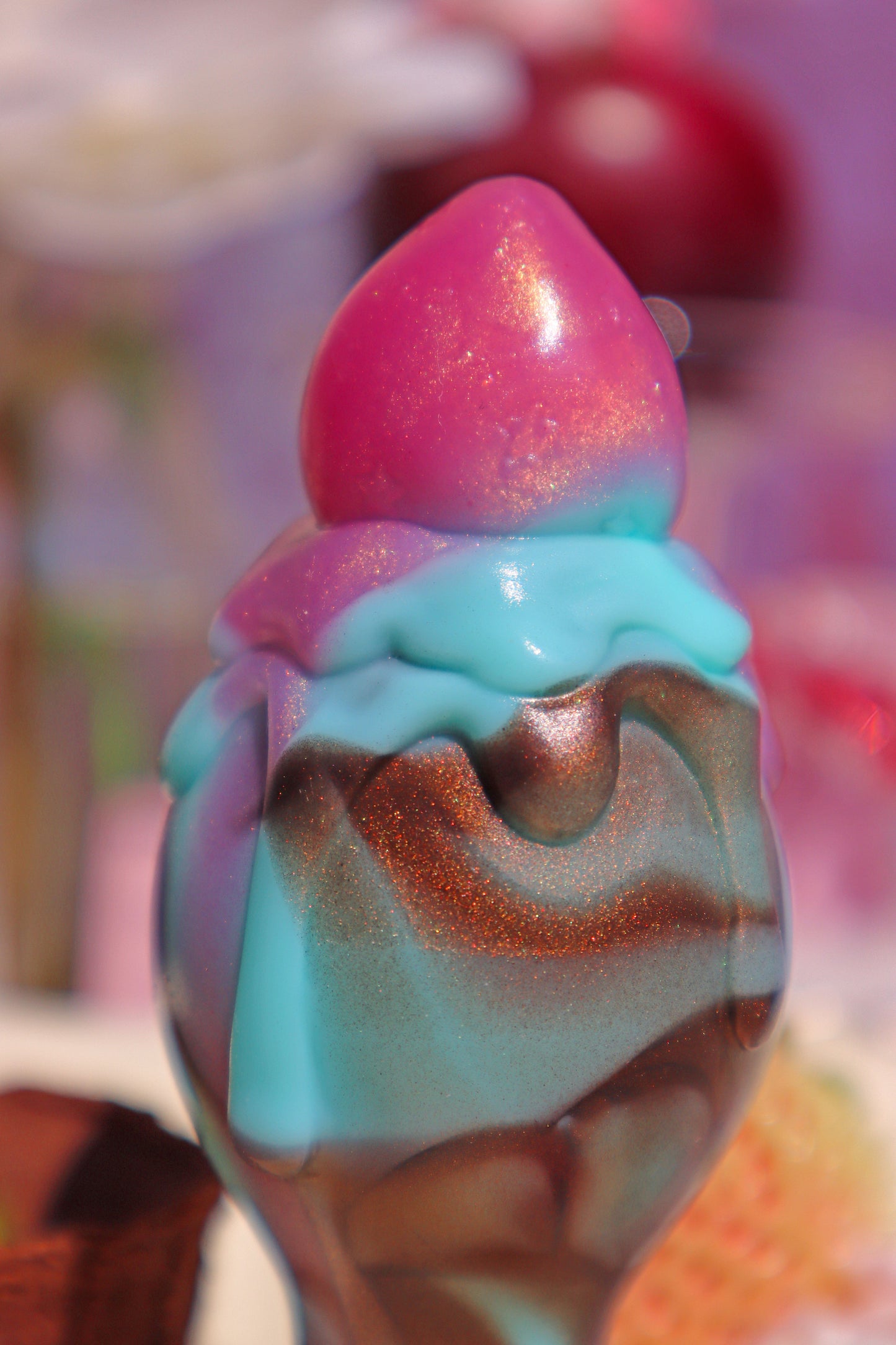Master4Fancy Dunbi anal plug in mint chocolate color, front view, dessert-inspired beginner-friendly design,top detail