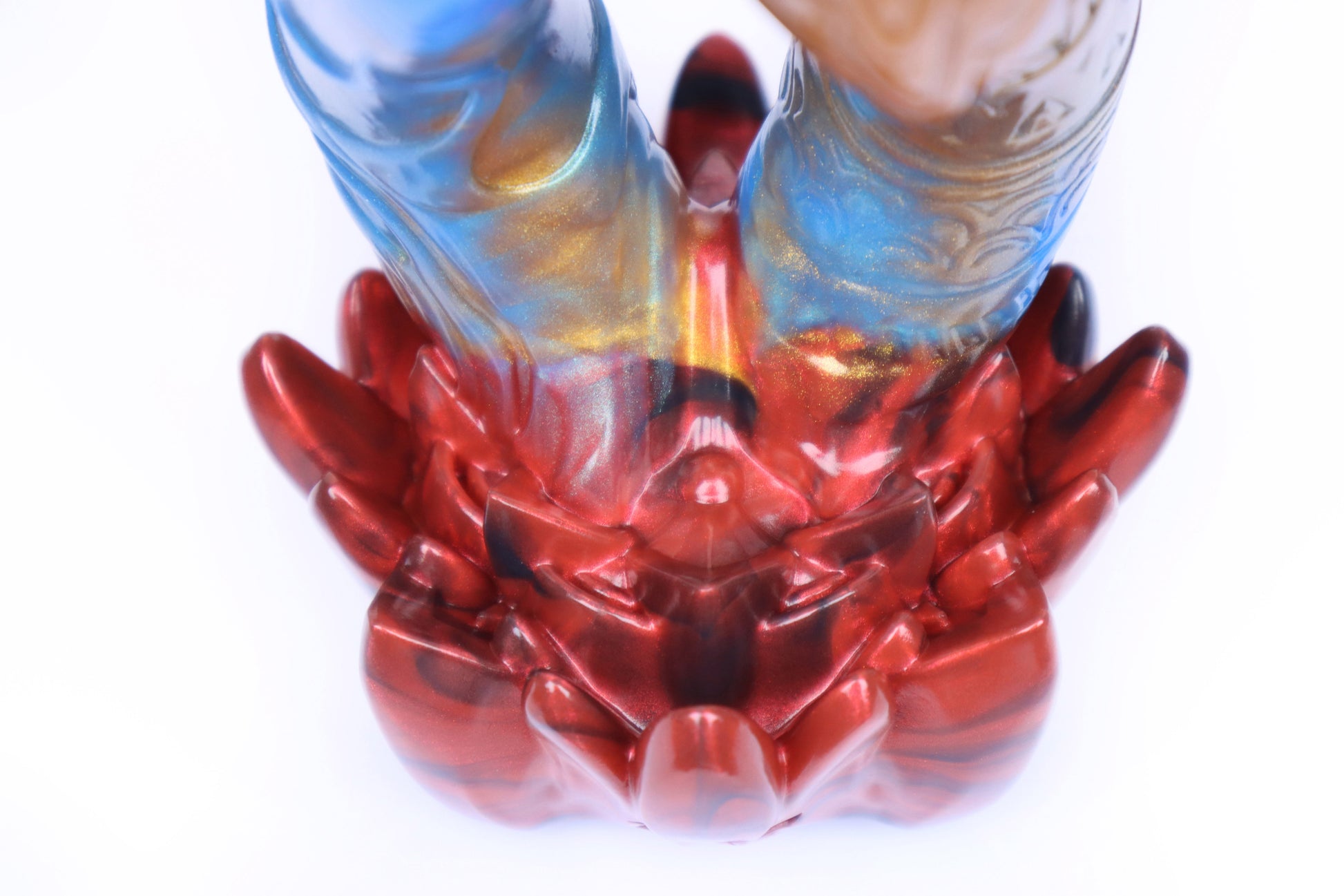 Master4Fancy Seth dual serpent toy, natural shade, compact curved shafts, lotus-inspired base