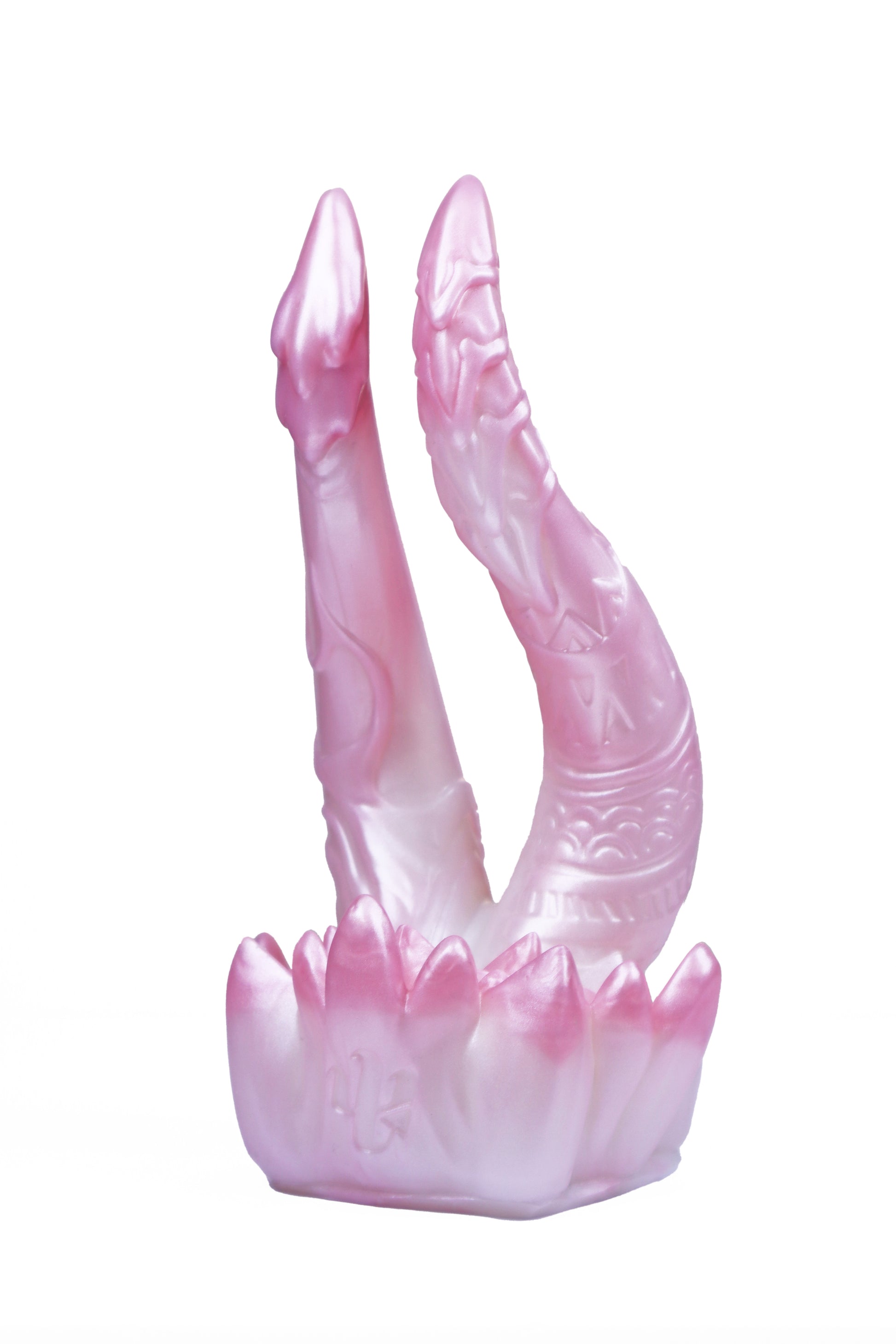 Seth dual-headed serpent fantasy toy in Rosy Reverie color, slim shafts, lotus base, Master4Fancy