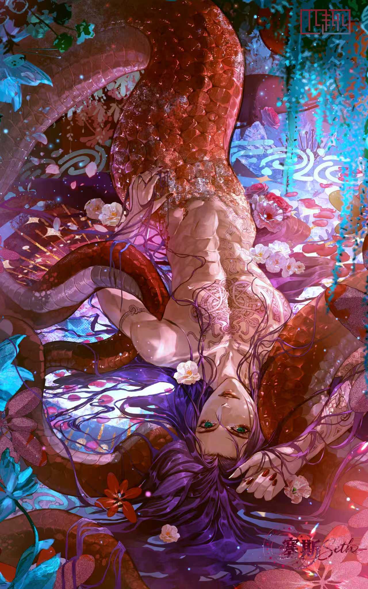 Seth dual-headed serpent fantasy toy character card, showing personality, dual design concept, Master4Fancy